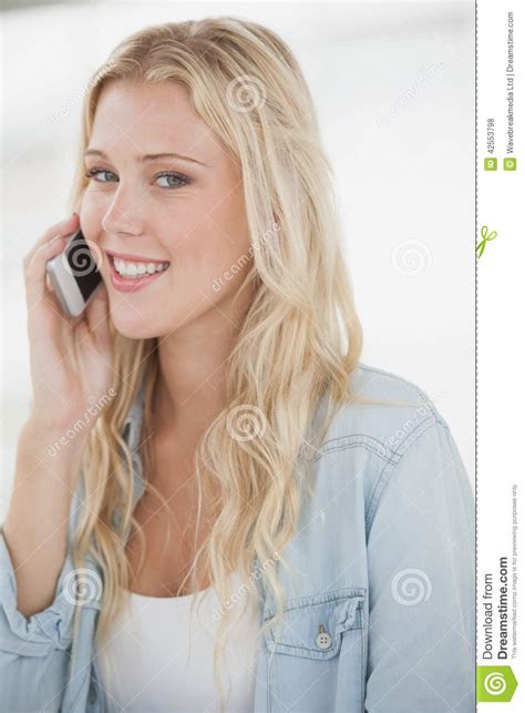 Cute Blonde Talking On Phone Stock Photo Image Of Front Hipster