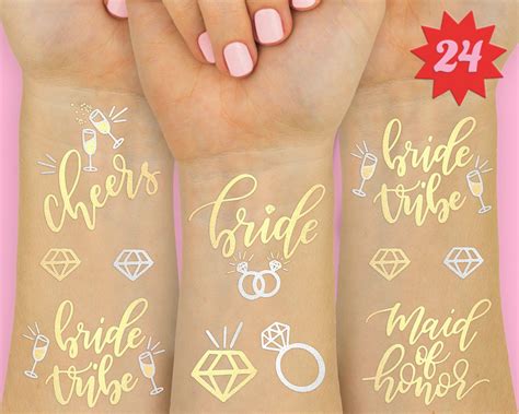 24 Bachelorette Party Temporary Tattoos Bride Tribe Favors Etsy