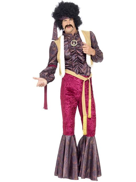 70s Psychedelic Rocker Mens Jimi Hendrix Fancy Dress Costume