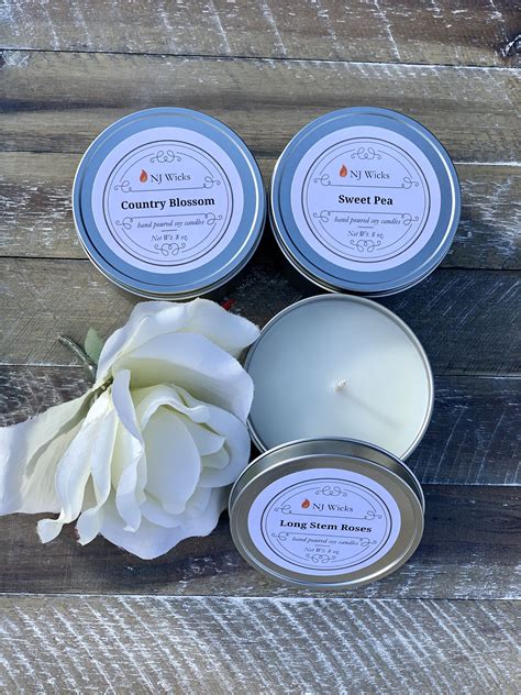 8 Ounce Flower Scented Candle Collection Soy Candle Gift Set Etsy