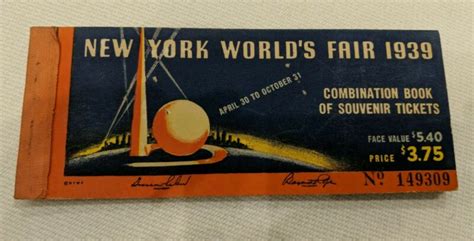 Original 1939 New York Worlds Fair Souvenir Tickets Combination Book