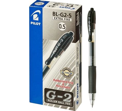 Pilot Bl G2 5 B G2 Retractable Gel Ink Rollerball 05mm Black Box Of 12