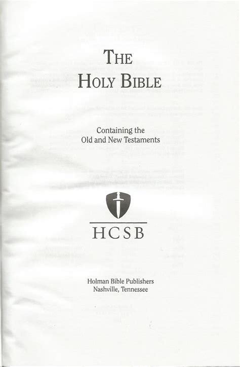 Holman Christian Standard Bible Hcsb Internet Bible Catalog