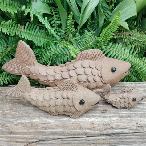 Clay Fish Garden Sculpture