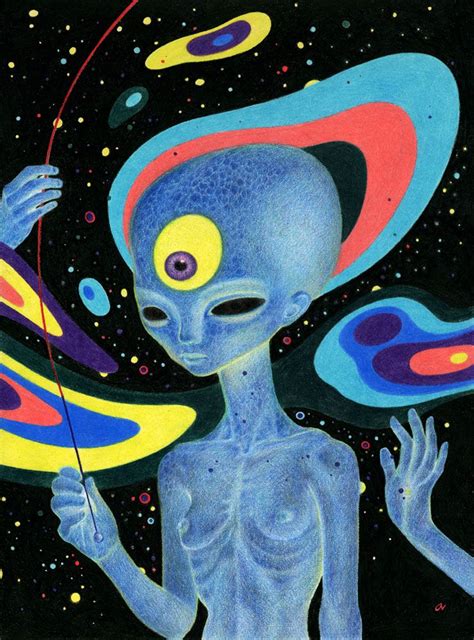 The Scooper Original Drawing By Ana Bagayan Psychadelic Art Hippie Art Alien Painting