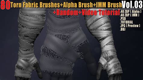 Brush 80 Torn Fabric Brushes Alpha Brush Imm Brush Video Tutorial