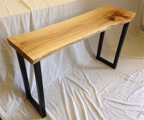 Live Edge Console Table Wood Slab Console By Urbanwoodllc On Etsy
