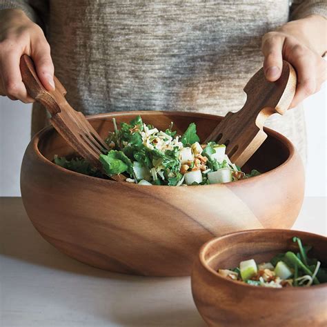 Acacia Wood Salad Hands Set Of 2 Sur La Table Teak Wood Bowls