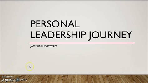 Personal Leadership Journey Presentation Youtube