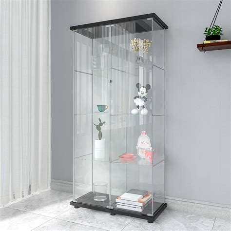 Buy Modern 64 Contemporary 4 Shelf Case Glass Display Cabinet In