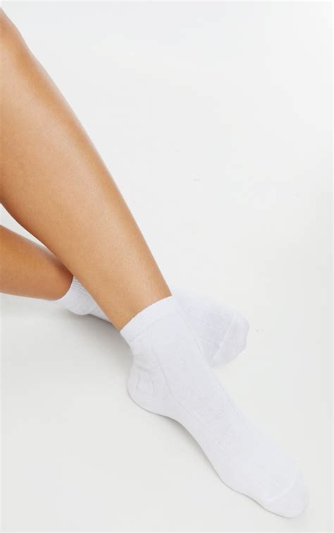 White Ribbed 3 Pack Ankle Socks Prettylittlething Ca