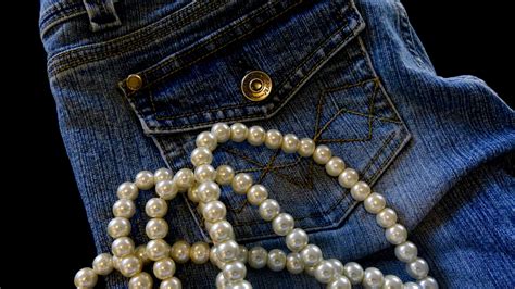 Pearls With Jeans Free Stock Photo Public Domain Pictures