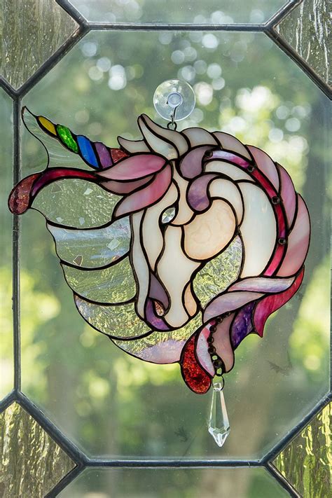 Stained Glass Rainbow Unicorn Suncatcher Unicorn Hanging Unicorn On Window Fairy Decor Fairy