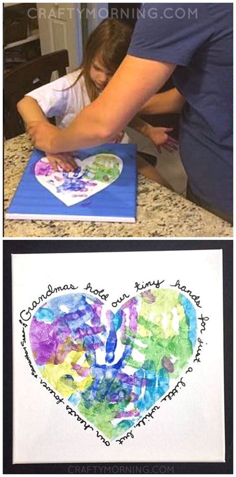 What to get my grandma for mother's day. Heart Handprint Canvas for Grandma | Grandparents day ...