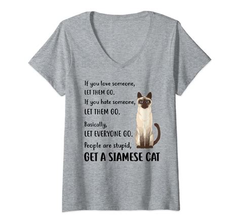 Womens Funny Siamese Apparel Get A Siamese Kitten Cat V Neck T Shirt