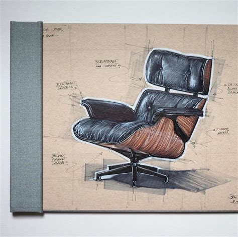 Industrial Design Sketch Of The Eames Lounge Chair From Herman Miller