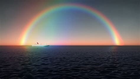 1200 Full Rainbow Sky Ocean Surf Waves Beach Sunset