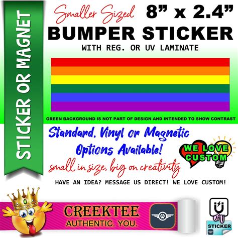 Gay Pride Rainbow Bumper Sticker Or Magnet With Your Text Etsy