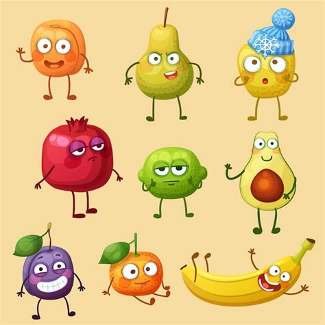 Premium Vector Funny Fruit Characters Isolated On Background