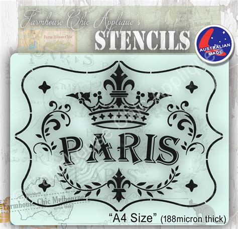 Paris Stencil Reusable Stencil French Vintage Stencil Artist Stencil