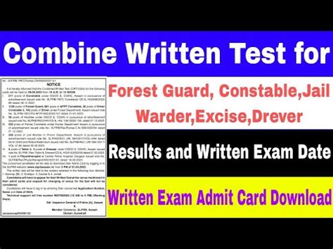 Combine Written Exam Forest Guard Constable Jail Warder Excise Driver