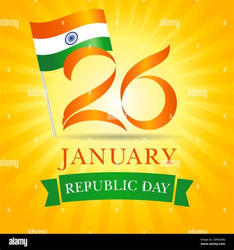 happy republic day greeting icon 26th january republic day of india calligraphic number