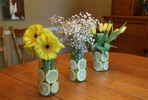 Sliced Lemon In Mason Jar Centerpieces A Wedding Blog