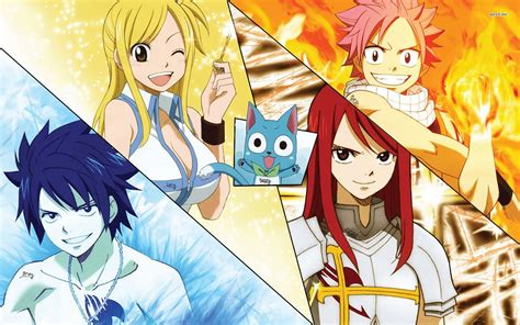 Wallpapers Lucy Kiss Erza Happy Gray Natsu Fairy Tail Anime 4