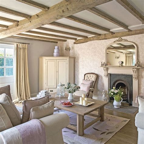 Regency Country Cottage Living Room With Exposed Beams
