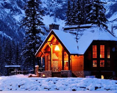 Mountain Chalet Winter Cabin Mountain Cabin Winter Home Hd