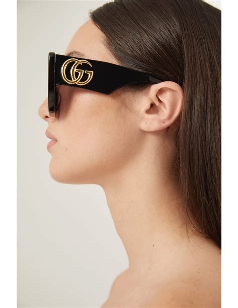 gucci gg0956s oversized black sunglasses with maxi logo
