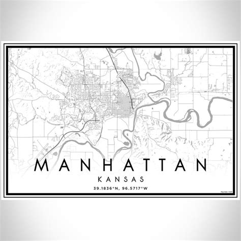 Manhattan Kansas Map Print In Classic — Jace Maps