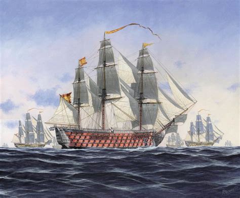Fue el buque de guerra más grande del siglo xviii, con 130 bocas de fuego. Una armada formidable. Navio Santísima Trinidad. Autor ...