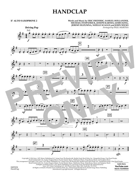 Handclap Eb Alto Saxophone 2 Sheet Music Paul Murtha Concert Band