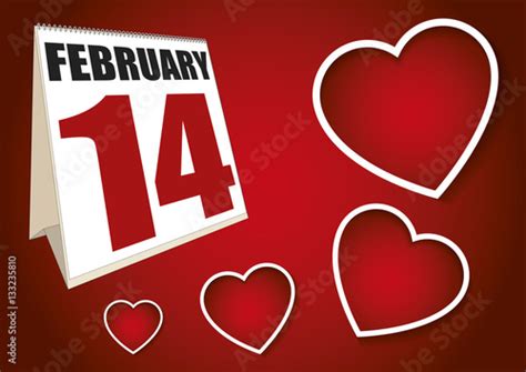 Valentines Day Calendar Sheet February 14 Lovers Day Stock Image And