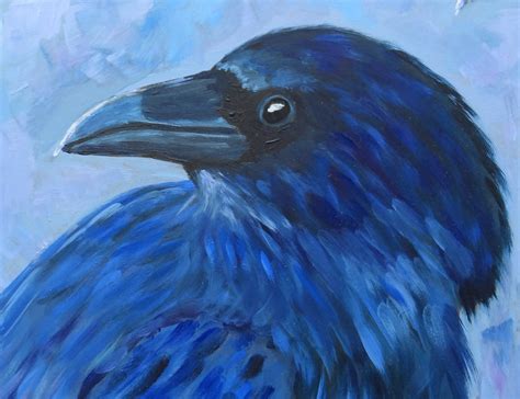 Raven Painting Crow Original Art Black Bird Wall Art Decor Etsy