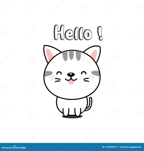 Cute Cat Saying Hello Stock Vector Illustration Of Graphic 143308977