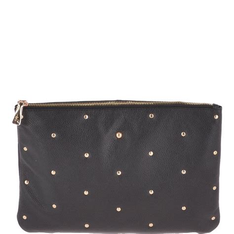 Large Studded Clutch Bag Black 60918 Handbags From Leather Company Uk