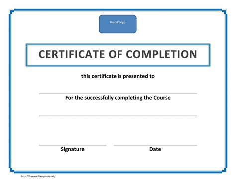 Certificate Of Completion Template Word 2010 Blank In Certificate