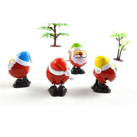12pcslot Christmas Clock Work Toy Mini Cute Santa Claus Wind Up