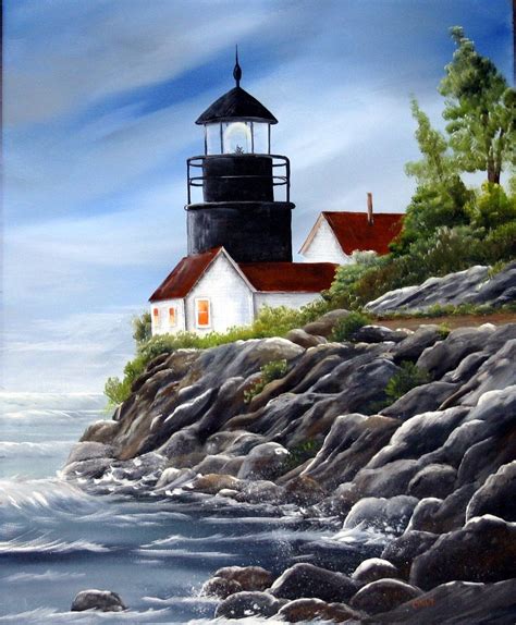 Pin By Kris Oconnor On Painterly Lighthouse Painting Lighthouse