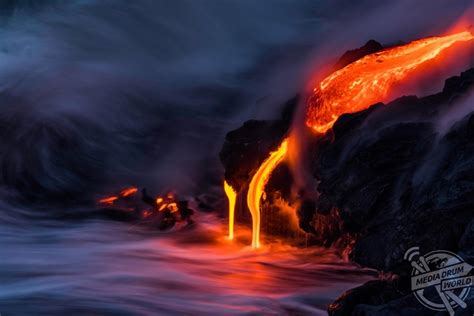 Eye Popping Photographs Show The Vivid Impact Of Lava Pouring Into The