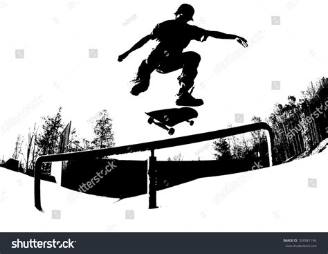 Perfect Silhouette Of A Skateboarder Doing A Flip Trick At The Skate