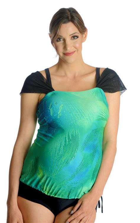 Mesh Sleeve Bandeau Maternity Tankini Top Island Splash Mermaid