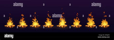 Bonfire Animation Fire Flame Cartoon Animated Sprite Vector Burning