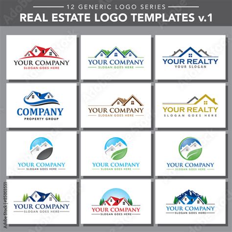 12 Generic Logo Series Real Estate Logo Templates V1 Stock Image