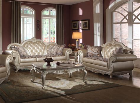 Meridian 652 Marquee Pearl White Living Room Sofa Set 2pcs Traditional