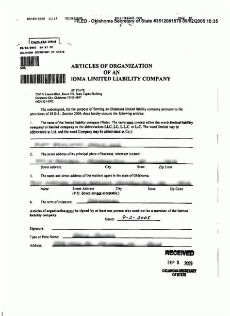 Articles Of Limited Liability Company Printable Templates