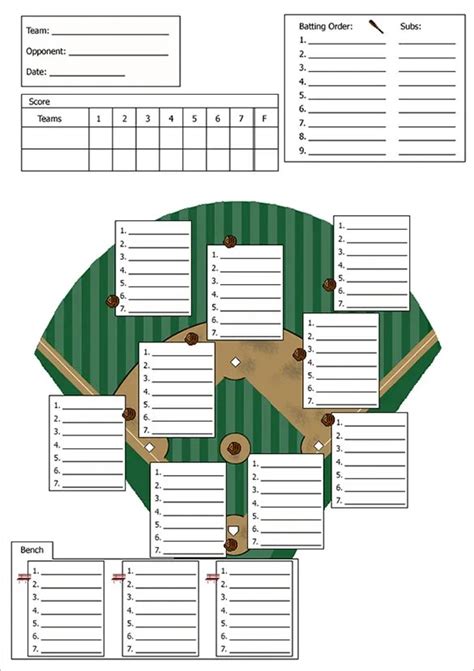 Baseball Lineup Card Template Free Download Printable