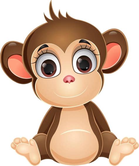 Cute Baby Monkey Cartoon Sitting 13488831 Vector Art At Vecteezy